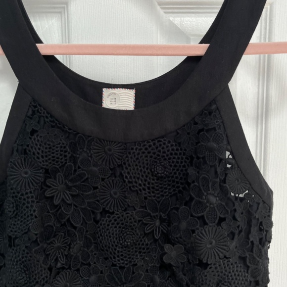 Postmark Oleander Openwork Shift Dress Size 8 Black ANTHROPOLOGIE Linen Cotton - Picture 2 of 15